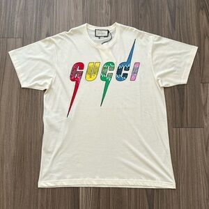 Gucci T-shirt with Sequin Design Cream L-XL